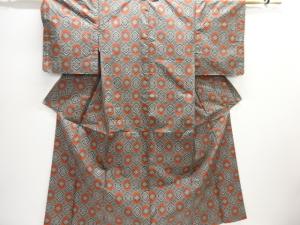 未使用品　幾何学模様織り出し西陣お召着物アンサンブル